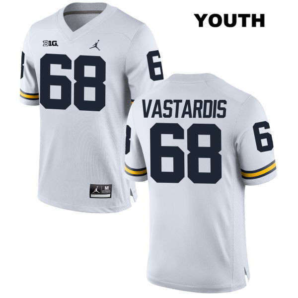 Youth NCAA Michigan Wolverines Andrew Vastardis #68 White Jordan Brand Authentic Stitched Football College Jersey YE25W41UH